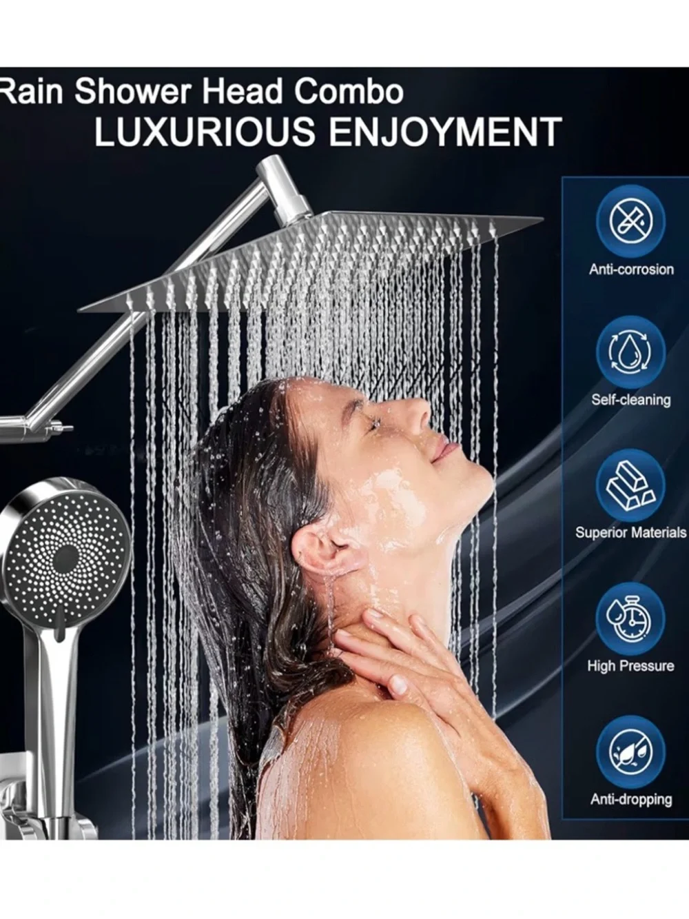 Chrome Dual Shower System with Rain and Handheld Spray